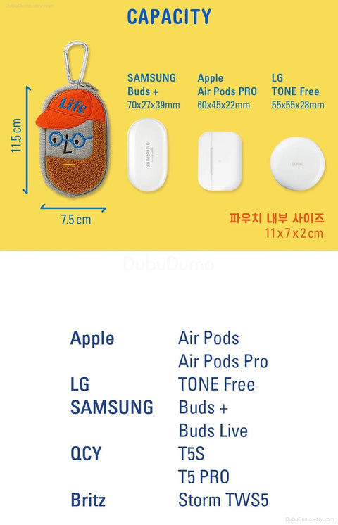 Beard Man AirPods Pouch [2types] | Key Ring