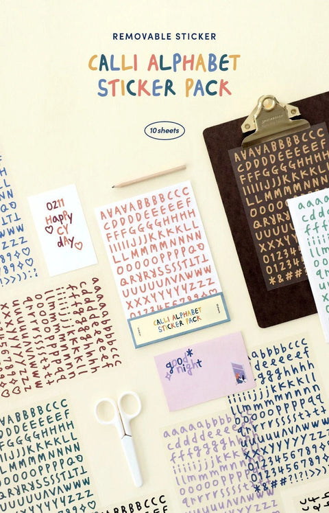 Calligraphy Alphabet Sticker Pack | 10sheets