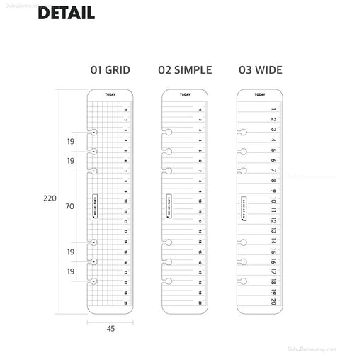 A5 Diary Ruler Bookmark [3types]