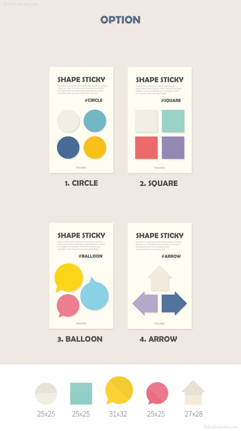 SHAPE Sticky Notes [4types]