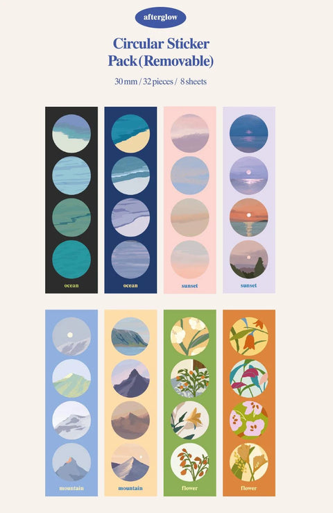 Afterglow Circular Sticker Pack | 8 sheets