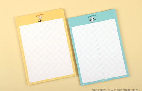 PEANUTS B5 Memo Pad [Half Grid | Half Line] | Study Notepad