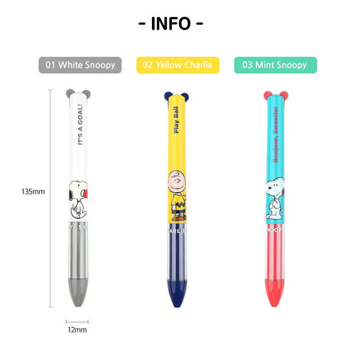 0.4mm Peanuts 2 Colors Ballpoint Pen [3types]