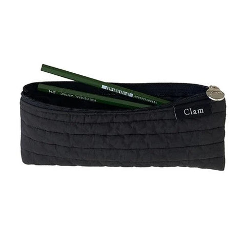 Clam Flat Pencil Case [Soft Black] | Pen Pouch