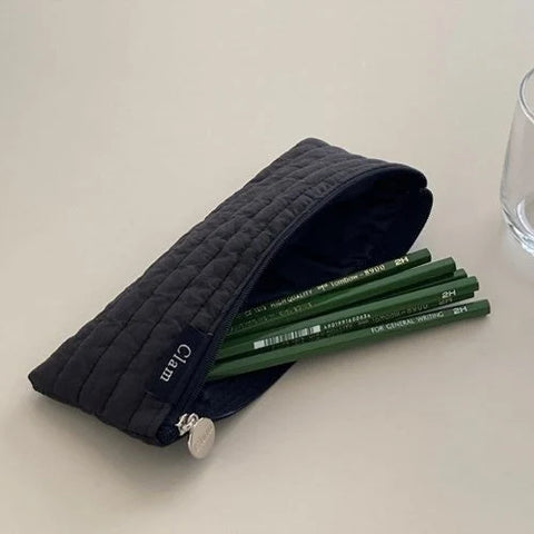 Clam Flat Pencil Case [Soft Black] | Pen Pouch