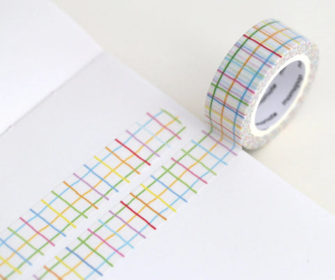 Washi-Tape mit Buntstift-Regenbogen-Karomuster