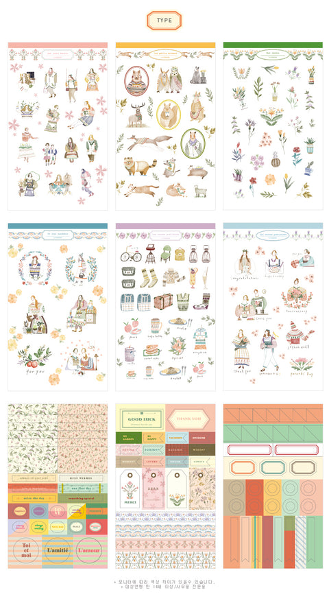 Mori Deco Sticker Pack | 9sheets | illustration & Label Sticker